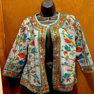 Parsley and Sage light weight denim embroidered jacket.